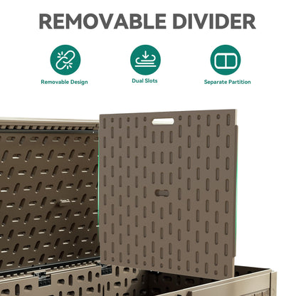 YITAHOME 320 Gallon Double-Wall Deck Box with Divider & Side Handles, Outdoor Large Storage for Patio Furniture Cushions, Garden Pool Accessories, Water Resistant & Lockable