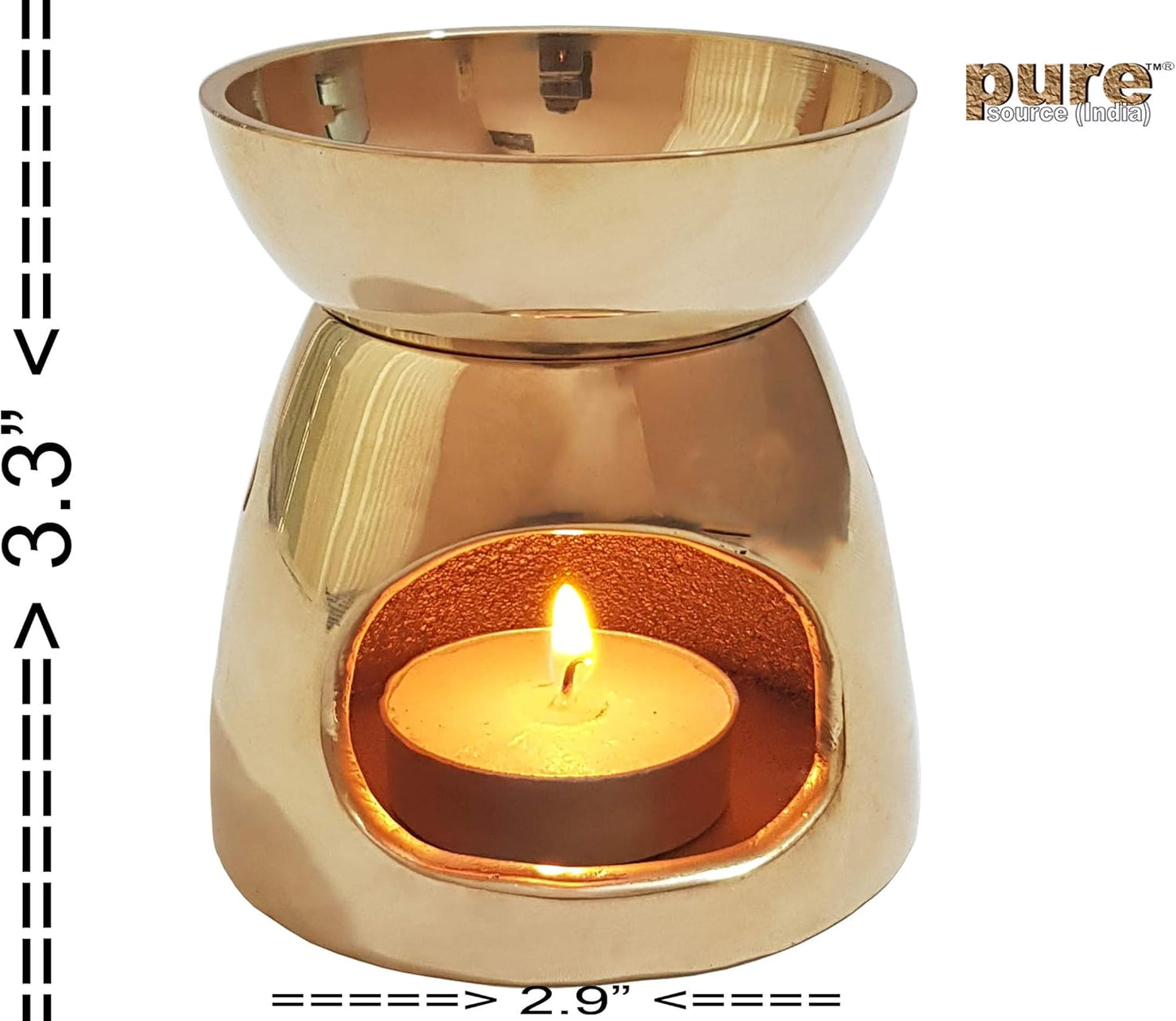 Pure Source India Brass Burner|Essential Oil Burner with Candle for Diffuser Oils | Relax with Home Aromatherapy