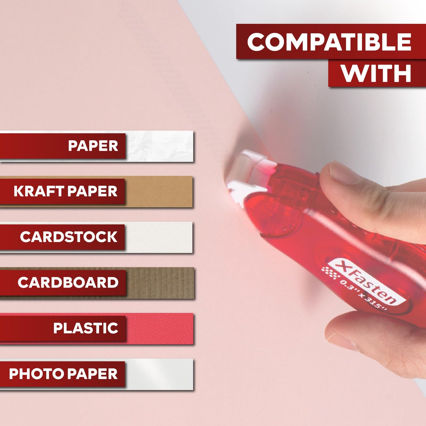 XFasten Japan Dots Double Sided Glue Tape Roller Runner for Scrapbooking Removable 8-Pack (8mm x 26ft) Double Sided Tape Roller Runner for Scrapbooking Adhesives, Crafts, Art, School Supplies