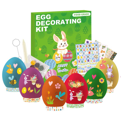Skiennix Easter Egg Decorating Kit - Non-Toxic Dye Tablets with 89 Stickers & 8 Holders | DIY Craft Set