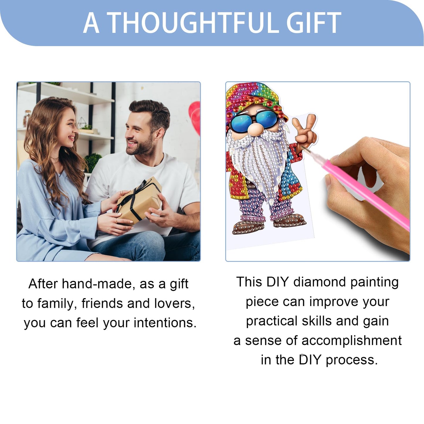 JISHSHAY Diamond Painting Night Light Diamond Art Table Lamp Gem Art LED Lights Gem Painting Desk Lamp Mosaic Kits for Adults DIY Kits for Adults Paint by Numbers with Special Drills Gnome