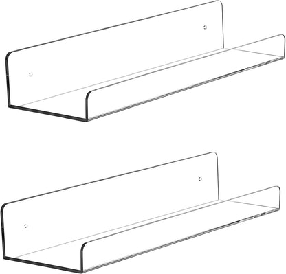 2 Bedroom,Room,15 Inch Pcak Clear Acrylic Shelves for Bathroom Wall Shelf & Organizer,Invisible Floating Shelves & Wall