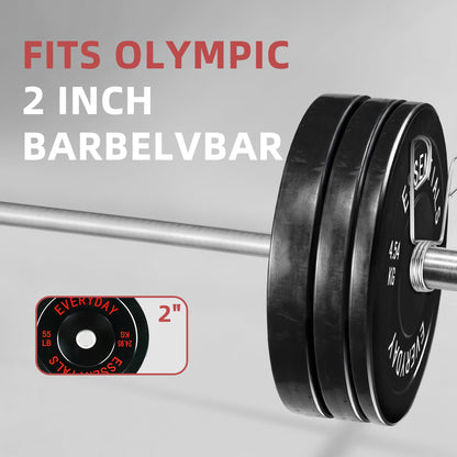 Fitvids 2-Inch Olympic Bumper Weight Plates Set Including 180 LB Weight Plates & 7FT Olympic Barbell Bar, Black