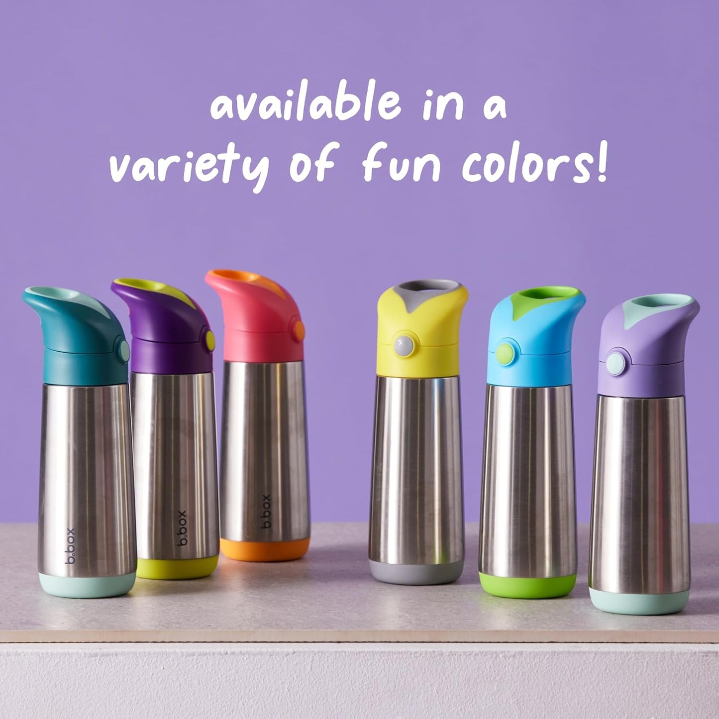 17 oz 15 b.box Insulated Water Bottle - Kids Water Bottle Stainless Steel w/Free Flow Silicone Straw, Keeps Drinks Cold