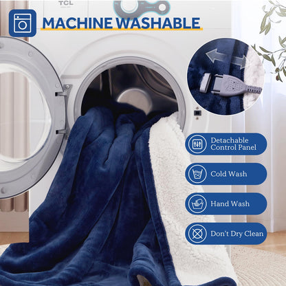 Sealy Electric Blanket Throw Size 50"*60",Super Cozy Flannel to Sherpa Reversible Heated Blanket Throw with 6 Heating Levels & 2-10 Hours Auto Off Overheating Protection Machine Washable,Beige