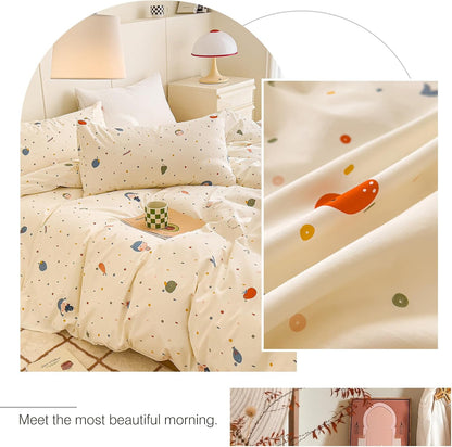 Set Set Set 3pcs AOJIM Cute Duvet Cover for Kids Adults, Pure Cotton Comforter Cover with Multiple Cartoon Pattern