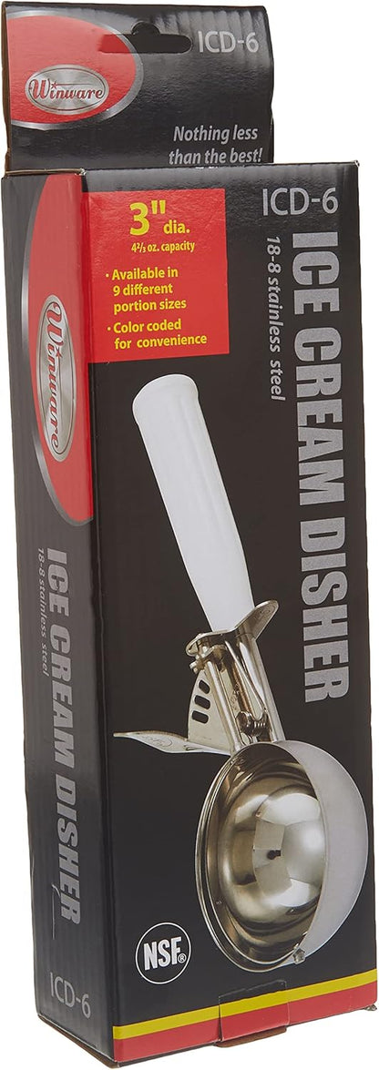 Winco ICD-6 No.6 Ice Cream Disher, White Plastic Handle