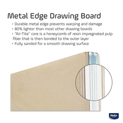 Maped - Helix Wooden Lightweight Drawing Board 16 x 21 Inch - Sketching Outdoors - Precision Metal Edge - Ensures Accuracy and Stability - Durable, Portable, Versatile
