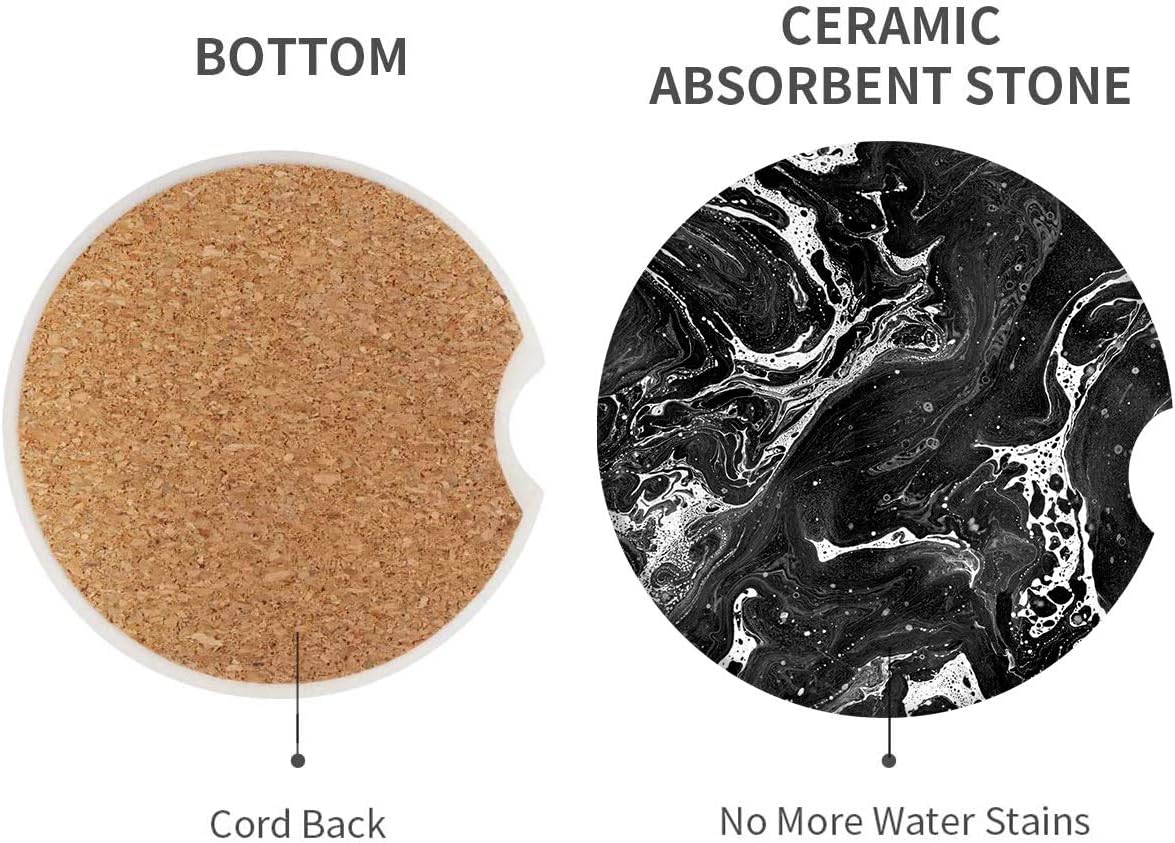 Britimes Absorbent Car Coasters, 2 Pack for Cup Holders, 2.56" Ceramic Stone & Non-Scratch Cork Base