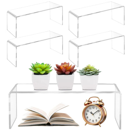 awagas 4 Pcs Large Clear Acrylic Risers, 13''x 4.5''x 6'' Thickened Rectangular Cupcake Holder Perfume Organizer Stand, Large Shelf Risers Desktop Display Stand for Cupcake,Collectibles,Organize,Decor
