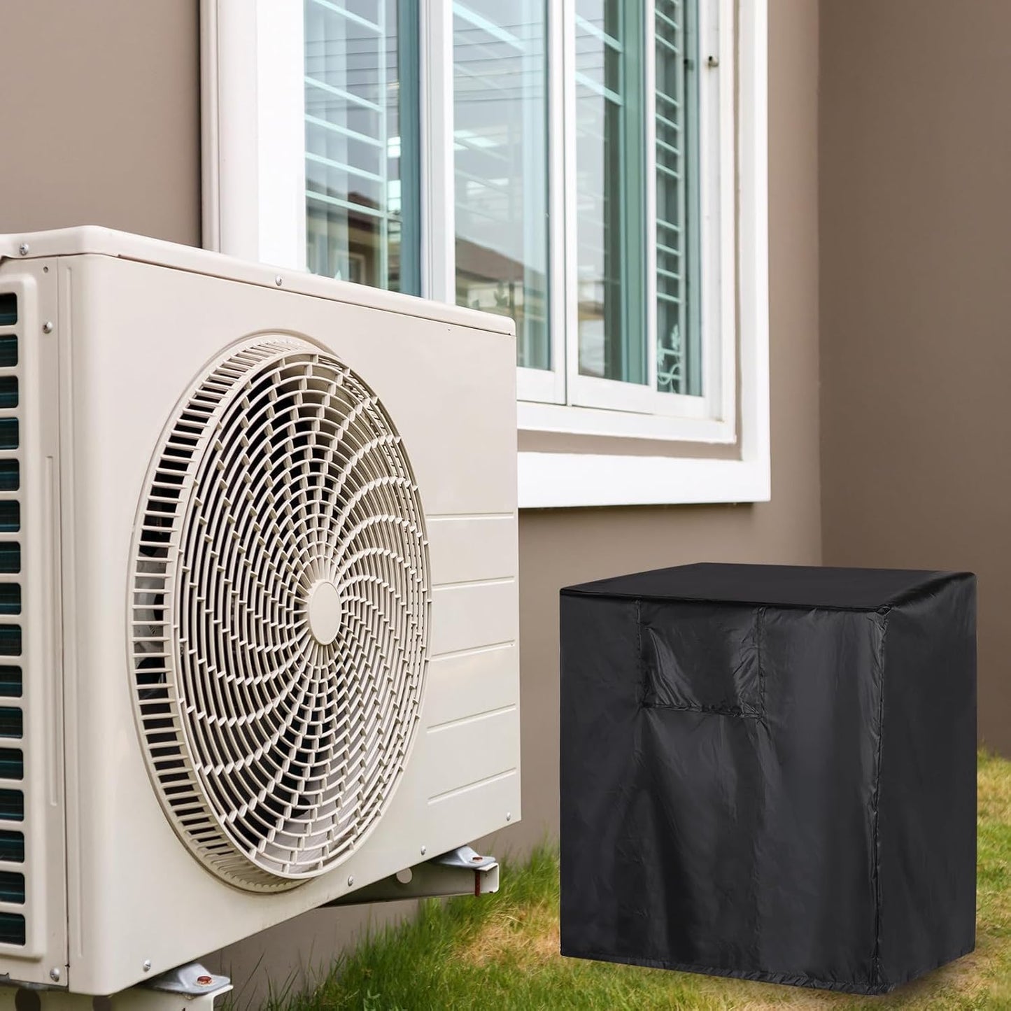 uxcell Air Conditioner Cover, 26"x26"x32" Outdoor Unit Square Vertical Protective Cover (Black)