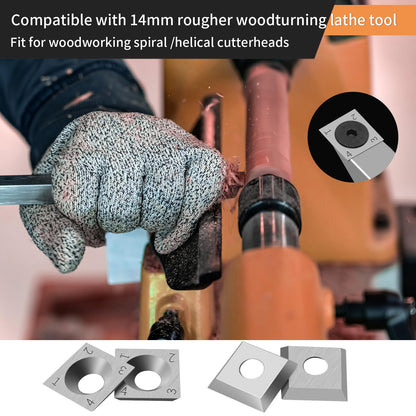 14×14×2mm Square Carbide Inserts for woodturning, Tungsten Carbide Inserts Set, Indexable Woodworking Cutter Fits Spiral Helical Planer Cutter Head or lathe Turning Tipped, with 10pcs Screws (M6*10)