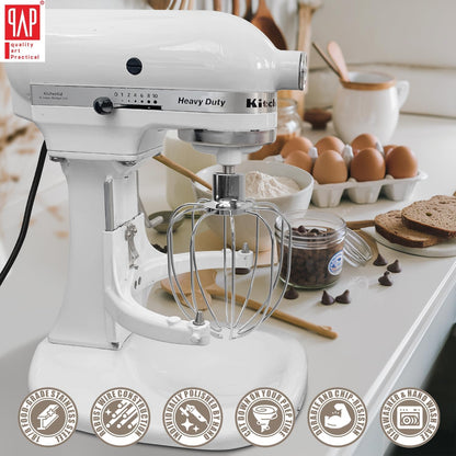 Heavy Duty Whisk Attachment for KitchenAid, 5QT Bowl-Lift Stand Mixers, Extra Thick Stainless Steel Wire Whip for Fast