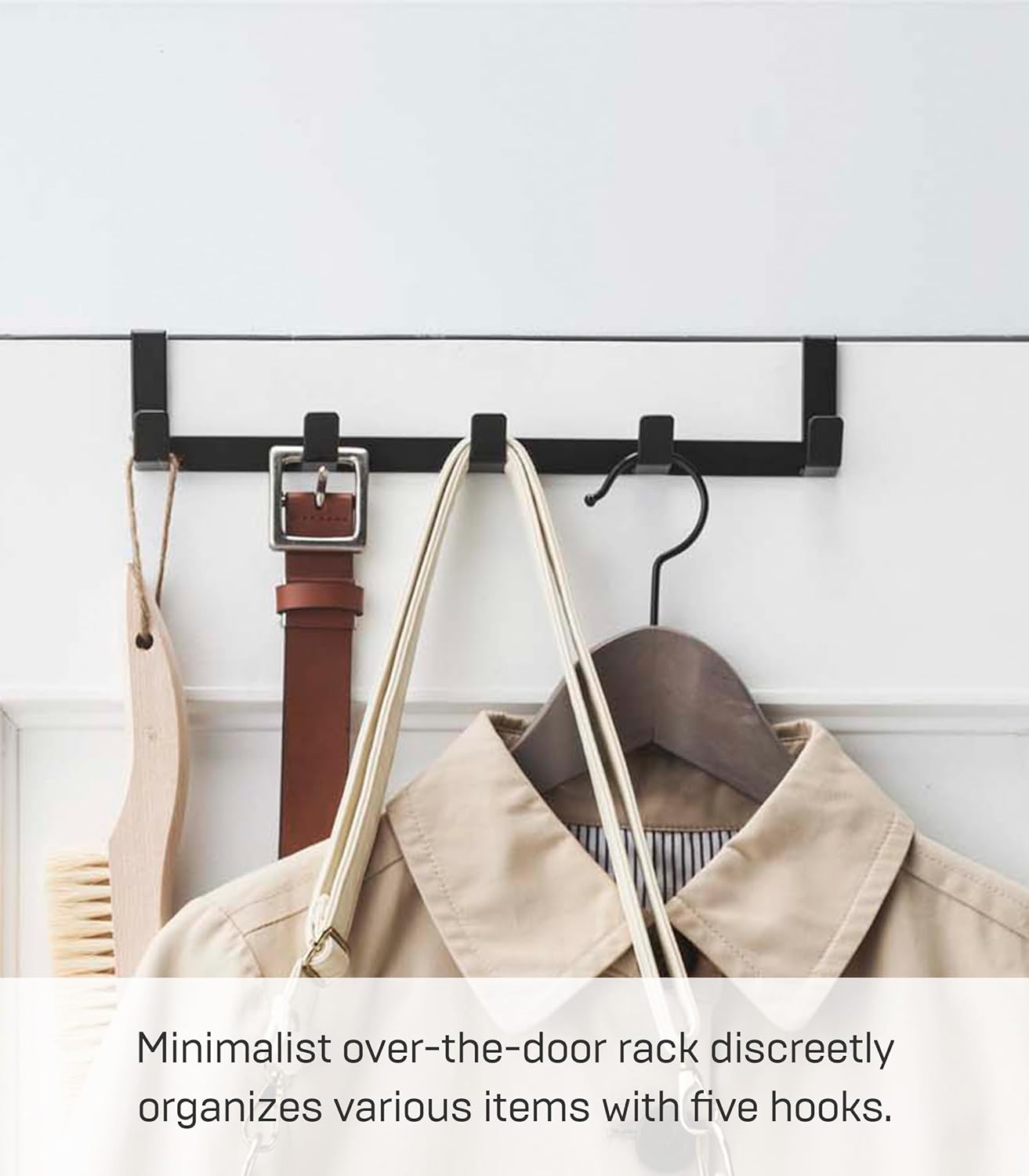 YAMAZAKI home Smart Wide Over the Door Rack, Black