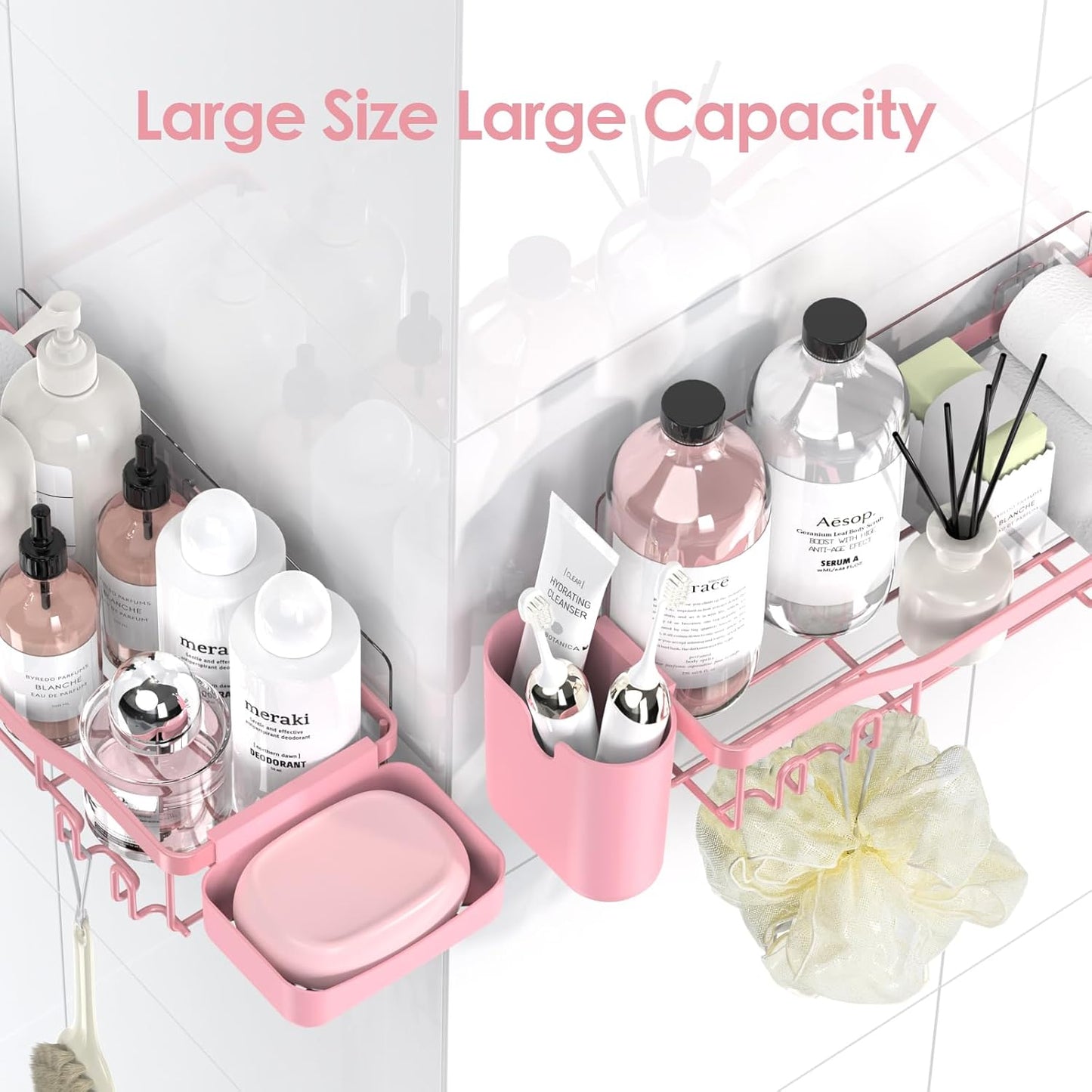 NESOMI Shower Caddy - Rustproof Stainless Steel Organizer with Large Capacity | No-Drill 7-Pack Storage Solutions