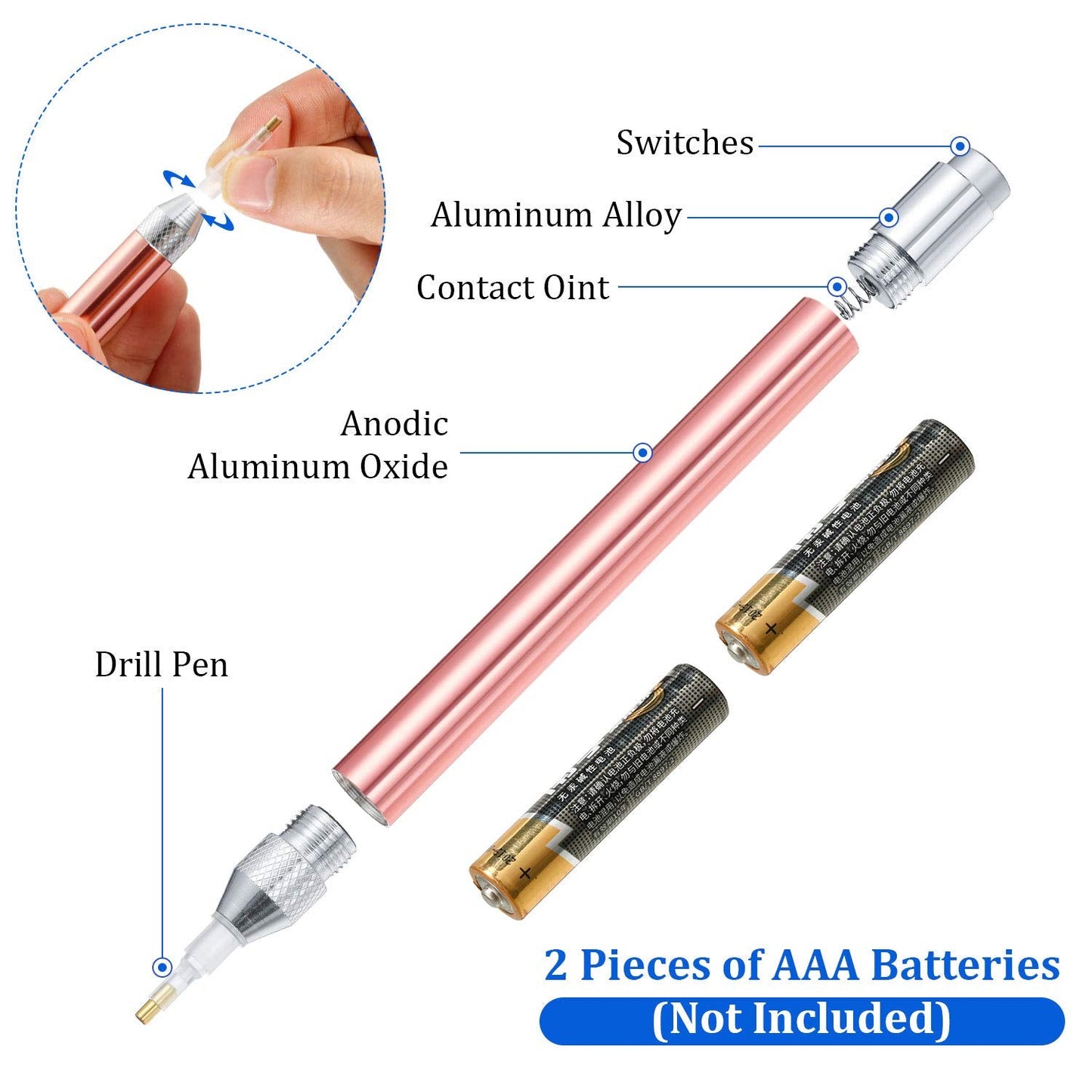 Outus 6 LED Rhinestone Point Drill Pens with Light 5D Painting Tool 15 Spare Pen Heads 20 Glue Painting Clay for DIY Nail Art