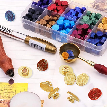 HICOHAND Alphabet Wax Seal Stamp Kit, 26 Letters A-Z Sealing Stamp Vintage Brass Seal Head for Wedding Party Invitation, Envelope, Gift Wrap, Valentine's Day Card