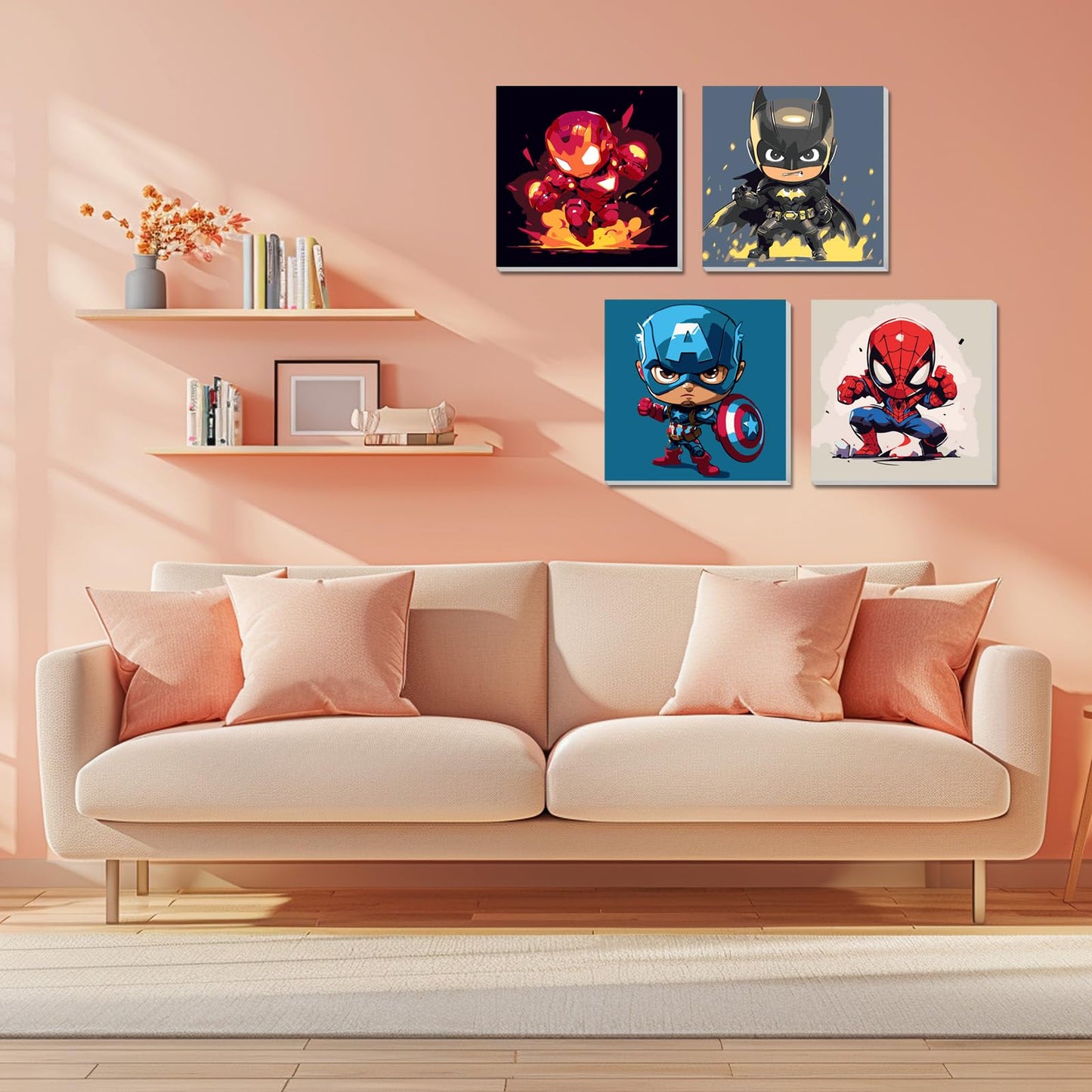 4 Pack Paint by Numbers Kit for Kids Paint by Number Kits Age 4-8 Painting Canvas for Kids Ages 8-12 Boys Framed Canvas Painting by Numbers Anime Drawing Kit Color by Numbers Kit for Kid 8x8 Inch