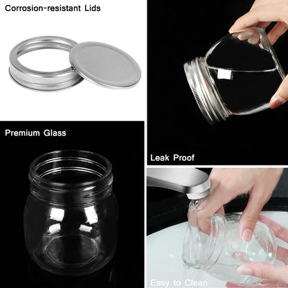 10 oz Mason Jars, 24 Pack 300ml Glass Canning Jars with Regular Mouth Lids, Glass Jars Storage Containers for Overnight Oats, Jam, Jelly, Honey, Beans, Spice, Wedding Party Favors, Shower Favors