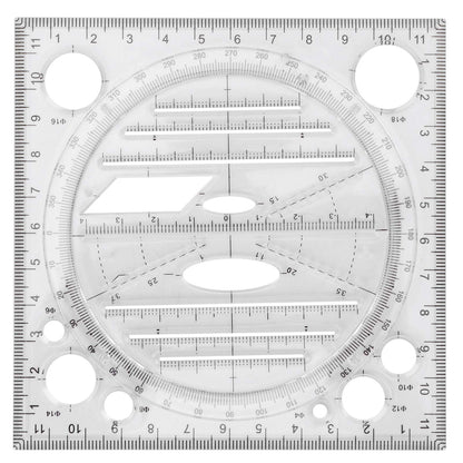 Multifunctional Drawing Ruler, Geometric Drawing Tool, Angle and Circle Maker for School, Office, and Artwork