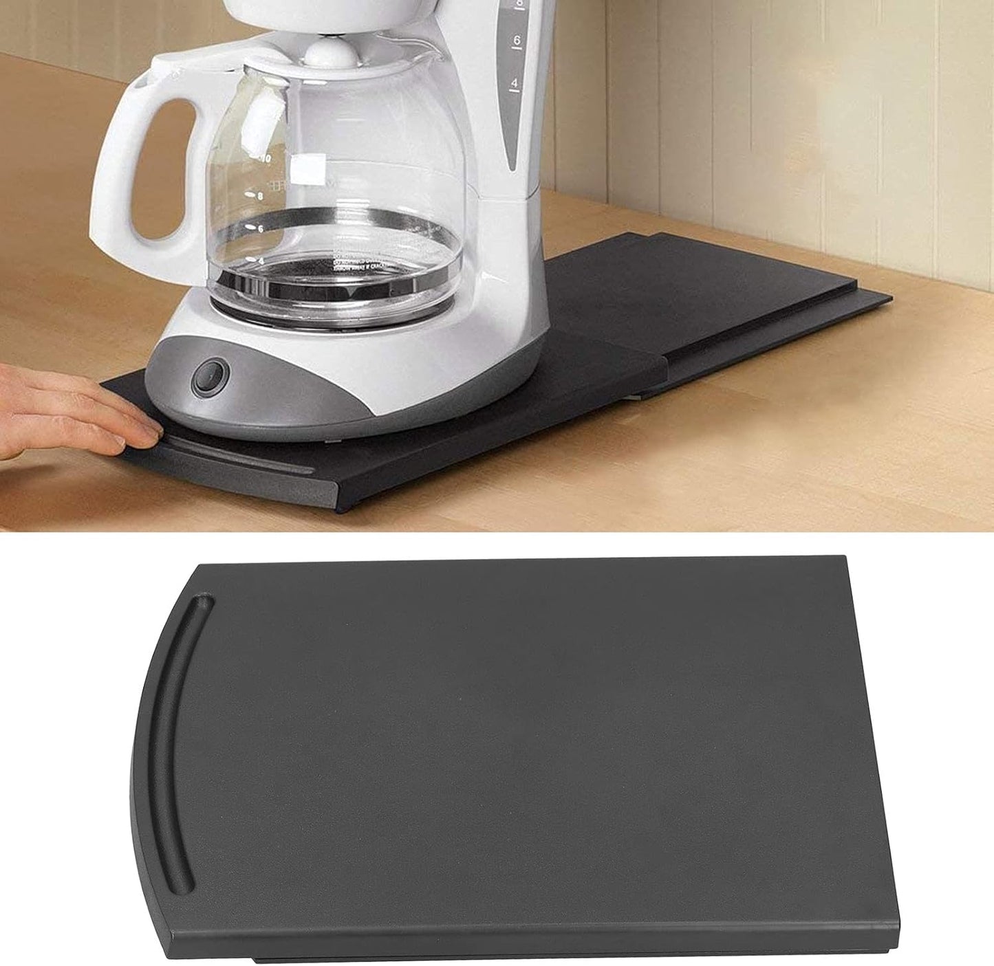 Kitchen Sliding Coffee Maker Tray Mat, Appliance Moving Caddy, Countertop Holder for Kitchen Utensils and Appliances.