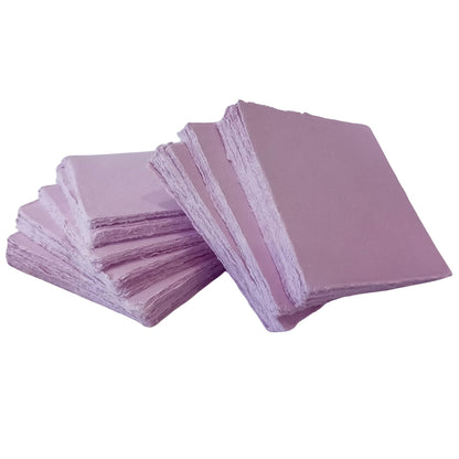 Deckle Papers® Handmade Cotton Paper Square Card Stock for Envelope Making, Calligraphy, Wedding Invitation, Menu Cards, Drawing, Watercolor, Origami Paper-Pack of-50-Purple (5x5 Inch)