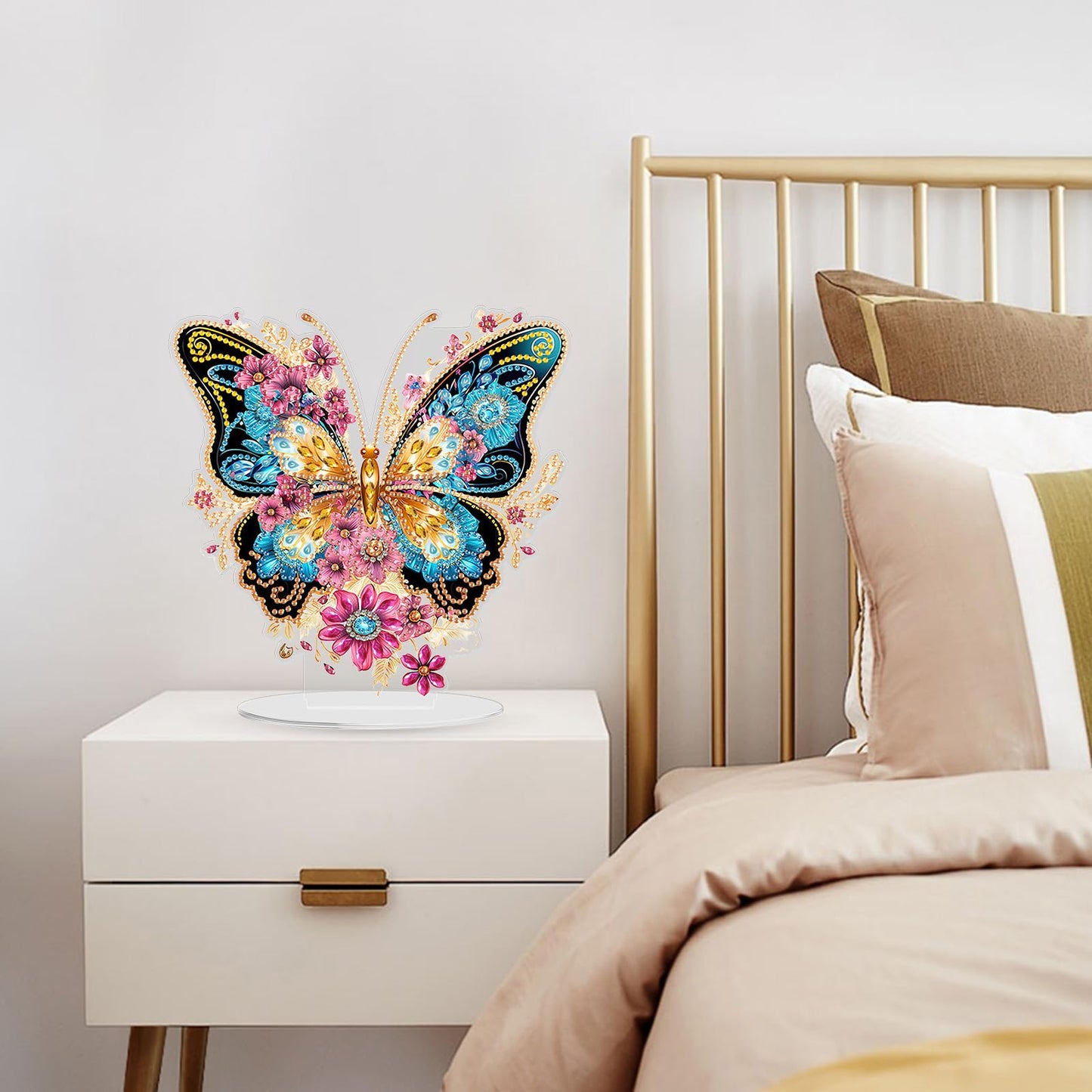 GHHKUD Butterfly Diamond Painting Desktop Ornament for Adults Double Sided, Stand Up Diamond Art Ornaments DIY Special Diamond Gem Craft Tabletop Placement Board Kit for Home Decor