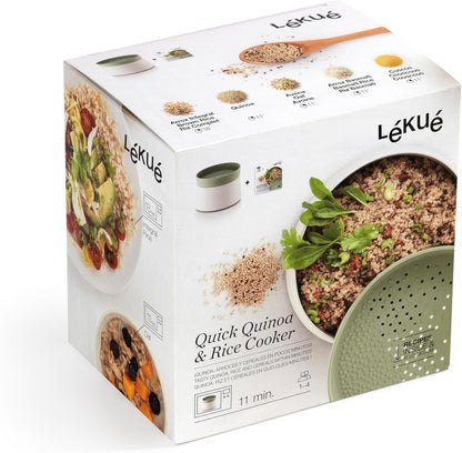 Lekue Microwave Rice, Grain & Quinoa Cooker, 1 Liter, One Size, Green