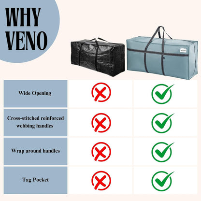 VENO Extra Large Heavy Duty Moving Bags - Ideal Storage Solution for College & Holiday Packing | Light Blue Matte, 2 Pack
