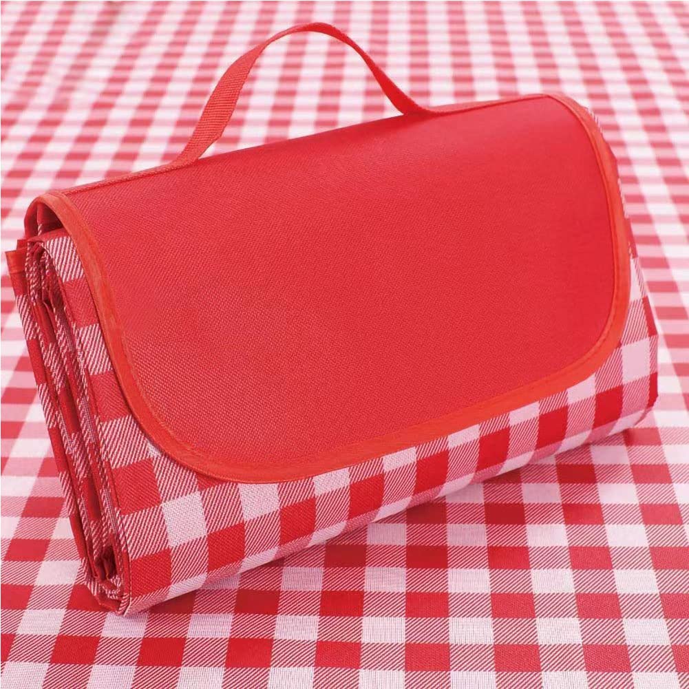 Picnic Blanket|Beach Mat|Picnic Blanket for Indoor and Outdoor, 80" x 60" Sandproof Waterproof Larger Mat for Beach, Travel, Camping, Hiking, Park Grass,Handy Mat Tote, Foldable. (Red Plaids)