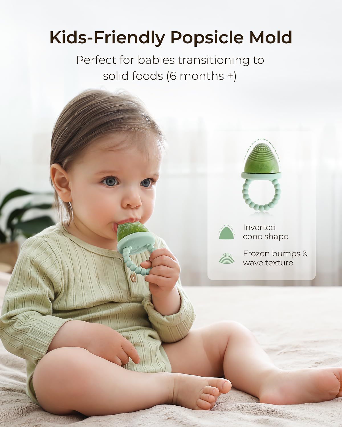 All-Silicone Baby Popsicle Molds with Sticks, AODISTUCE 1 oz Popsicles Molds for Babies Breastmilk Popsicle Molds for Teething Relief, Frozen Treats Maker Popsicle Maker Ice Pop Mold for Toddlers Kids