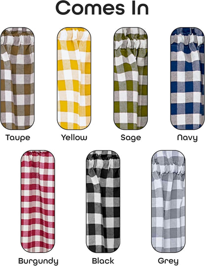 Buffalo Check Valance Window Curtains by Achim Home Decor, 58 Inch Width, 14 Inch Length, Taupe Brown & Ivory Plaid