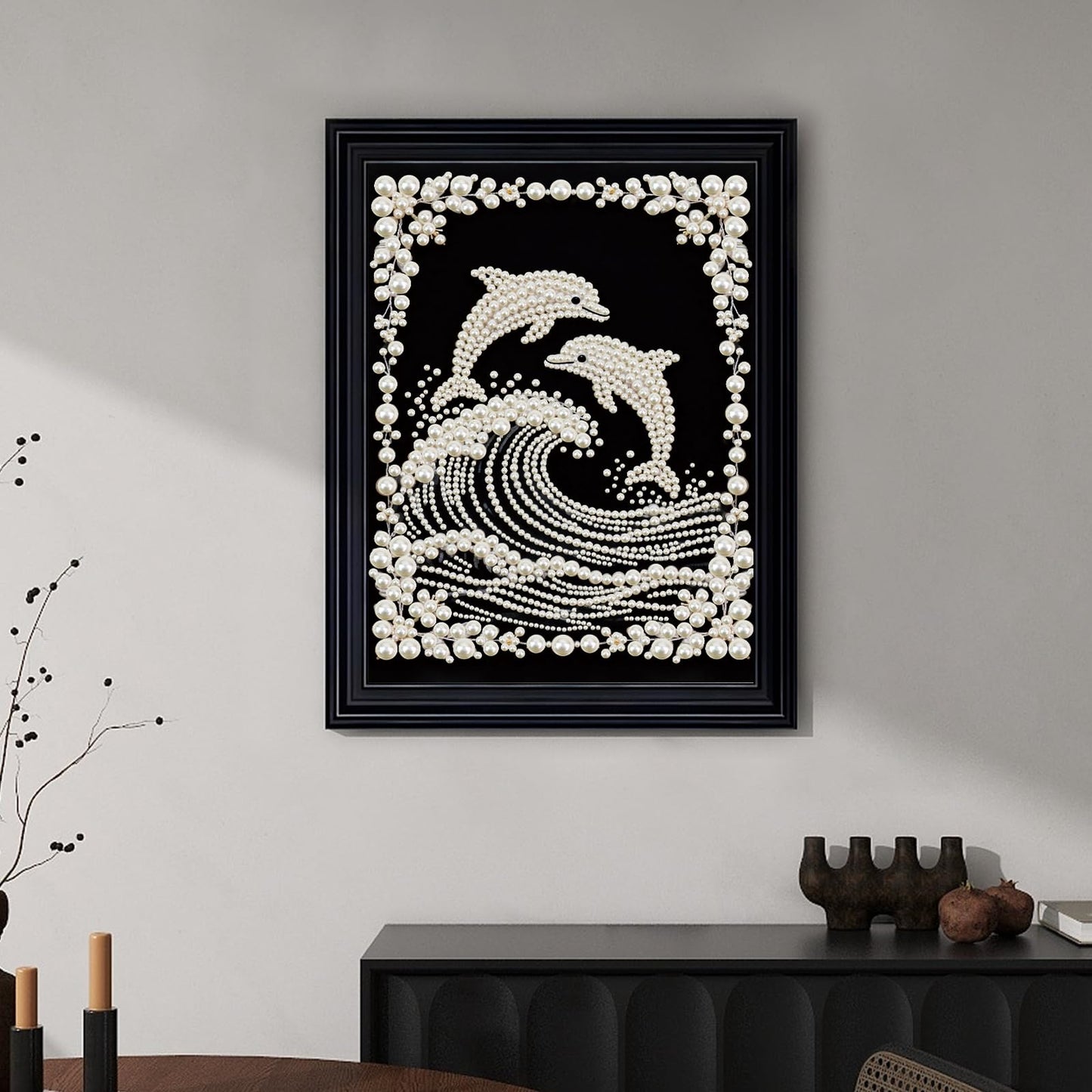 Stalente Pearl Diamond Painting Kits for Adults Dolphin, 5D Special Shape Diamond Art Kits for Beginners, Crystal Rhinestones Diamond Painting for Home Wall Decoration Gift 12×16inch, Animal