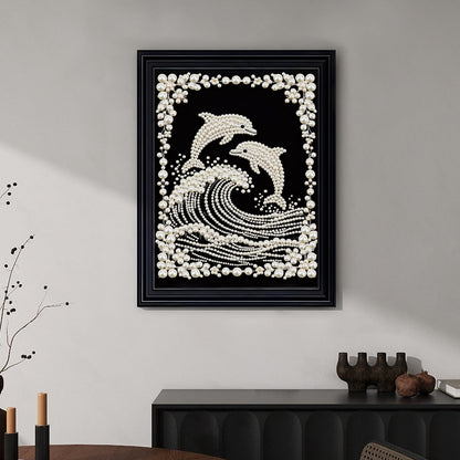 Stalente Pearl Diamond Painting Kits for Adults Dolphin, 5D Special Shape Diamond Art Kits for Beginners, Crystal Rhinestones Diamond Painting for Home Wall Decoration Gift 12×16inch, Animal