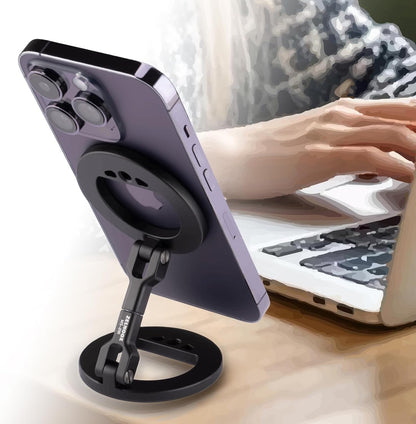 Double Magnetic Ring Phone Holder – Gym Phone Stand | 1/4" Screw Hole | Compatible with iPhone 16/15/14/13/12 Pro Max Series & MagSafe Cases (MS-01R)