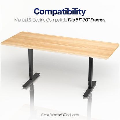 VIVO Light Wood Universal 71 x 30 inch Solid One-Piece Table Top for Standard and Sit to Stand Height Adjustable Home and Office Desk Frames, DESK-TOP71C
