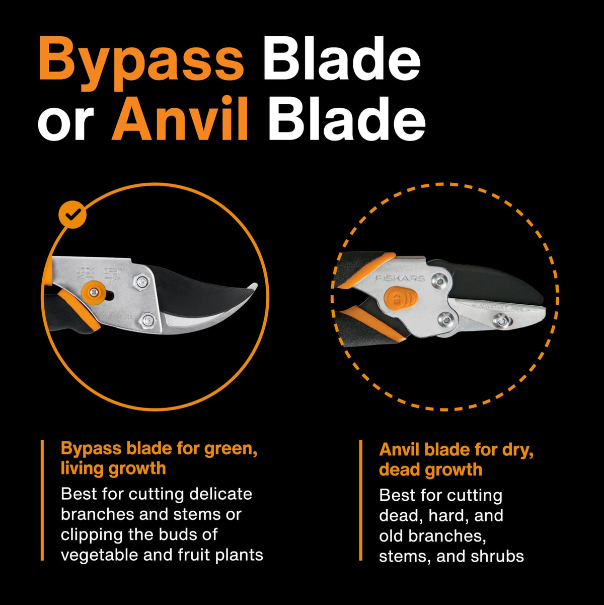 Fiskars Bypass Pruning Shears, 5/8-Inch Cut Capacity Garden Clippers, Gardening Scissors with Sharp, Rust Resistant Steel Blade
