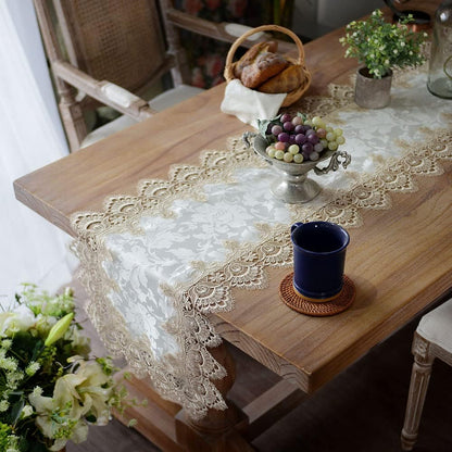 16 70 Inch) ARTABLE Lace Table Runners Rope Embroidery Dresser Scarf Retro Classic Pattern Flowers Natural Fabric