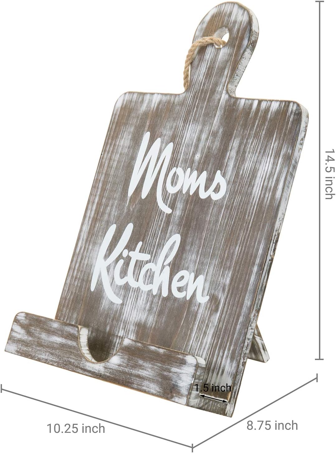 MyGift Gray Cookbook Stand: Mom's Kitchen Recipe Book Holder for Mother's Day, Birthday Present for Mom, Grandma