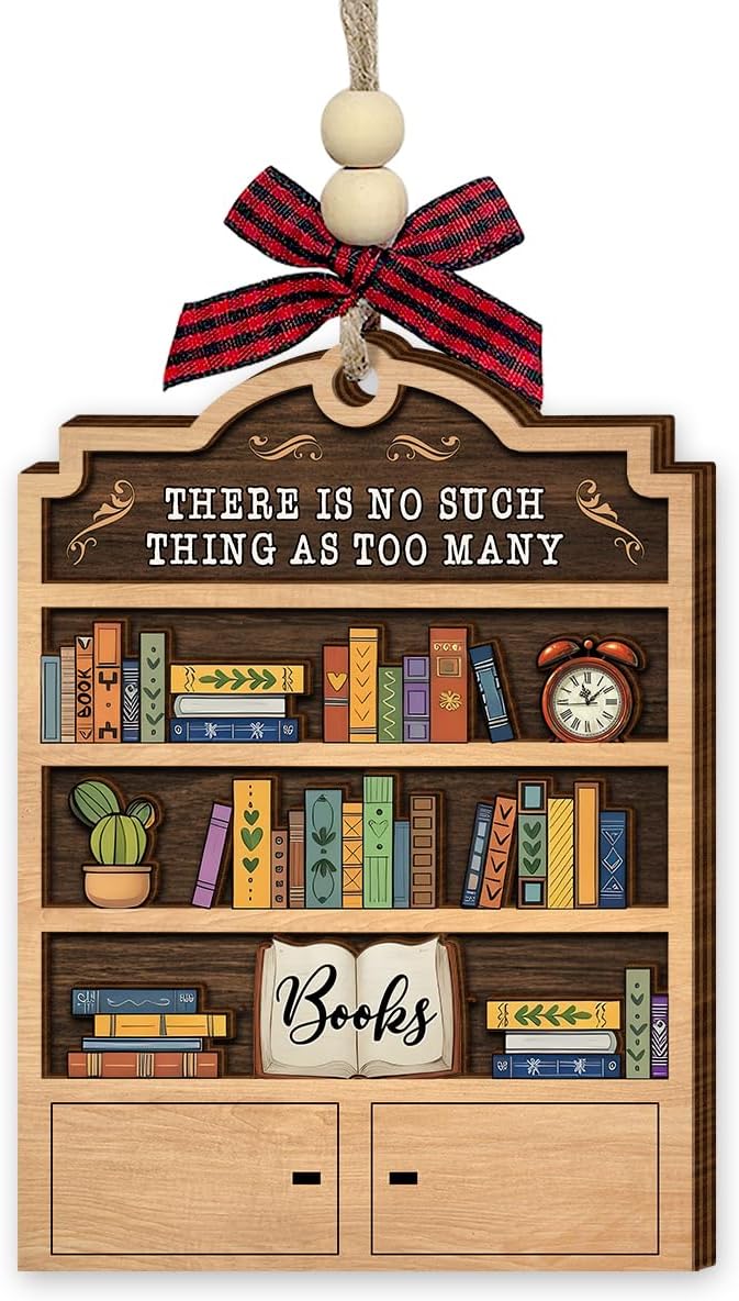 2025 Book Christmas Ornament - Wooden Books Ornaments for Christmas Tree - Book Lovers Gifts for Readers, Women, Men