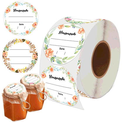 2 Inch Watercolor Flower Canning Stickers 500 Pcs Write on Date Contents Homemade Canning Jar Lids Labels with Lines for Handmade Mason Jars Spice Food Container Bottle Kitchen Organizing & Storage
