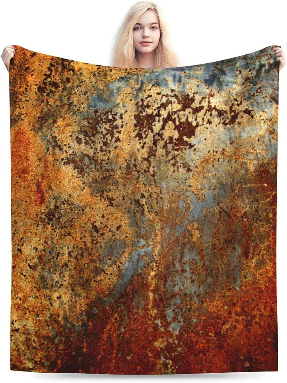 HGOD DESIGNS Brown Rust Colorful Metal Rusty Steel Blanket, Soft Comfortable Throw Blanket for Sofa, Chair, Bed, Office