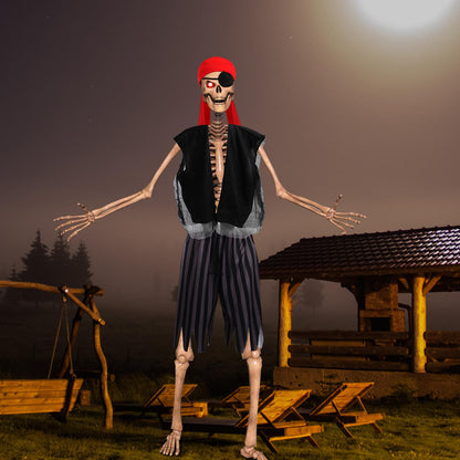 Cozypower 4 Pcs 12 ft Skeleton Outfits Accessories Giant Pirate Costume Set Halloween Skeleton Clothing Accessories for Garden Lawn Outdoor Halloween Decoration