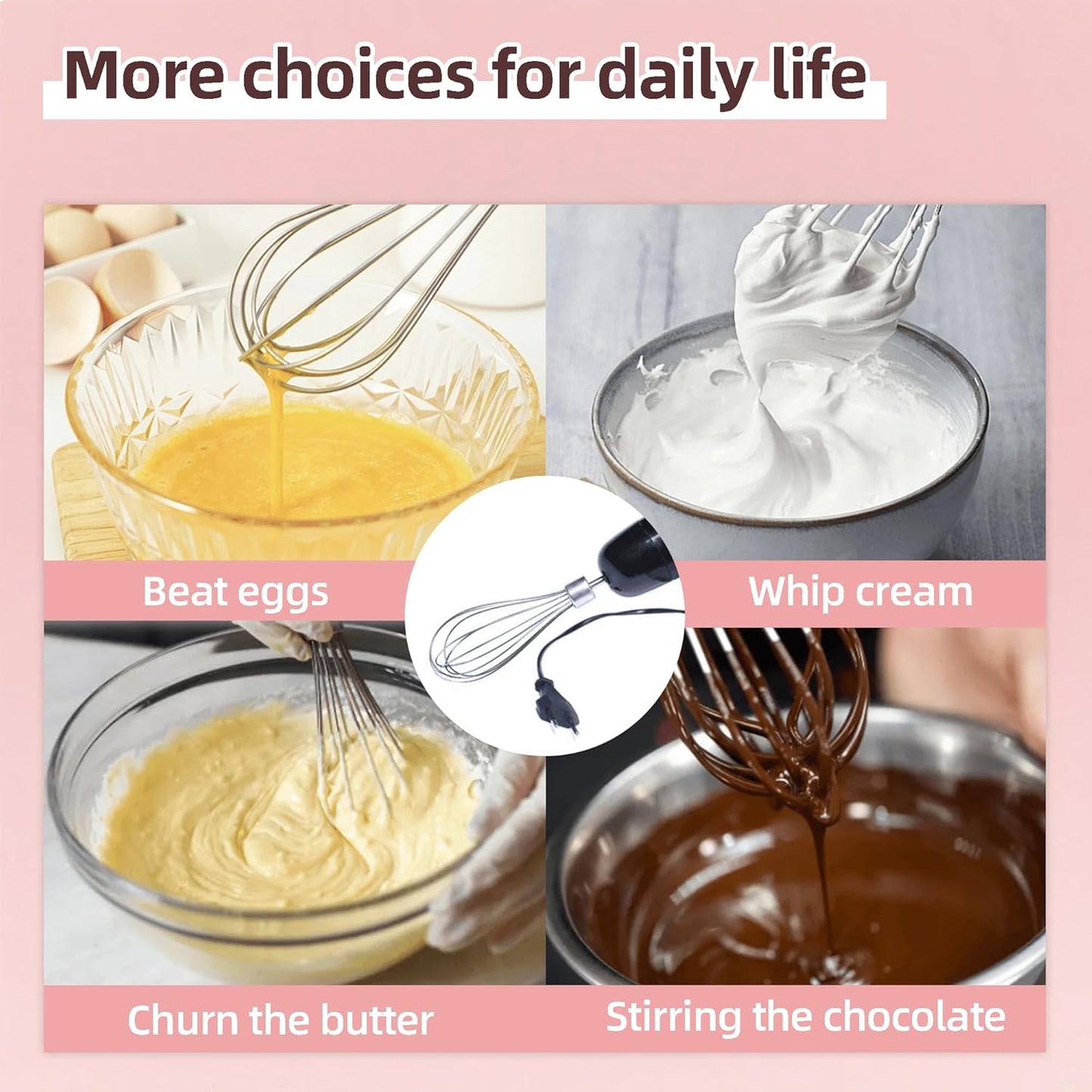 KHMPW Hand Mixer Whisk Attachments, Stainless Steel Replacement for KHM3, KHM5, KHM7, KHM9, KHM926, KHM7210