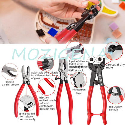Stained Glass Kit, Stained Glass Supplies, Stained Glass Kits for Beginners, with 80W Soldering Iron Kit, Glass Cutter Tool Kit, Copper foil Tape, Cut Resistant and Welding Gloves