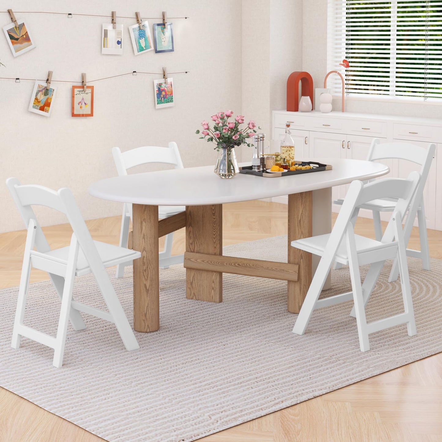 GOFLAME 12 Pack Folding Chairs, Foldable Dining Chair Set with Padded Seat, All-Weather Resin Frame, Indoor Outdoor Portable Commercial Seat for Home, Party, Wedding, 1100 Lbs Load Capacity, White