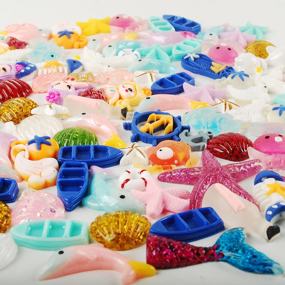 NWFashion 112PCS Miniature Decor Dessert Pastry Toy Food Cake Topper Scrapbooking Shoe Decoration Charms (Sea)
