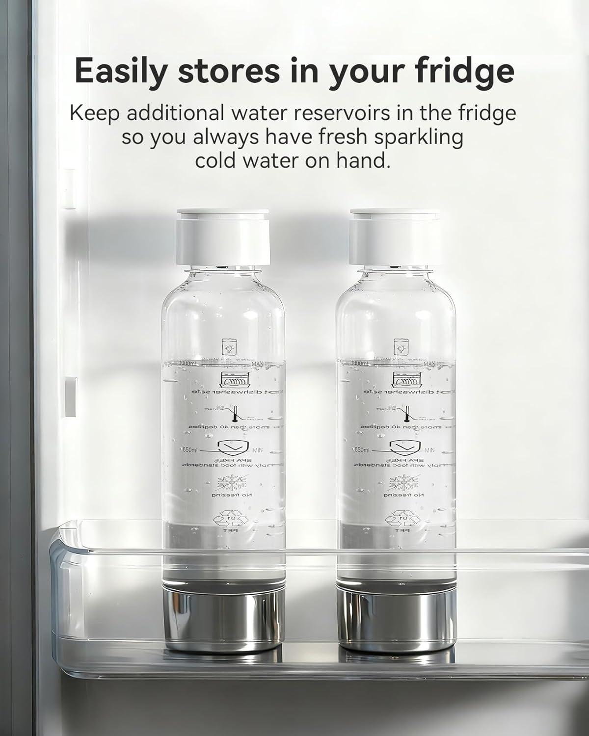 1L MOKKOM Soda Maker Bottle, Reusable Sparkling Water Bottles, BPA Free PET Carbonating Bottles, Replacement Bottle