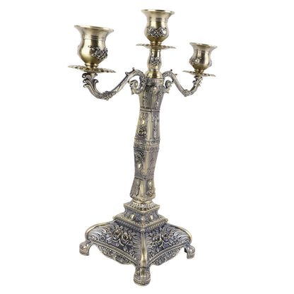 Tyenaza Metal Candelabra, European Style Retro Candlestick Holder Romantic Candle Holder Decoration Elegant Candle Stand for Wedding Dining Table Christmas Party Home Decoration (Bronze - 3 Heads)