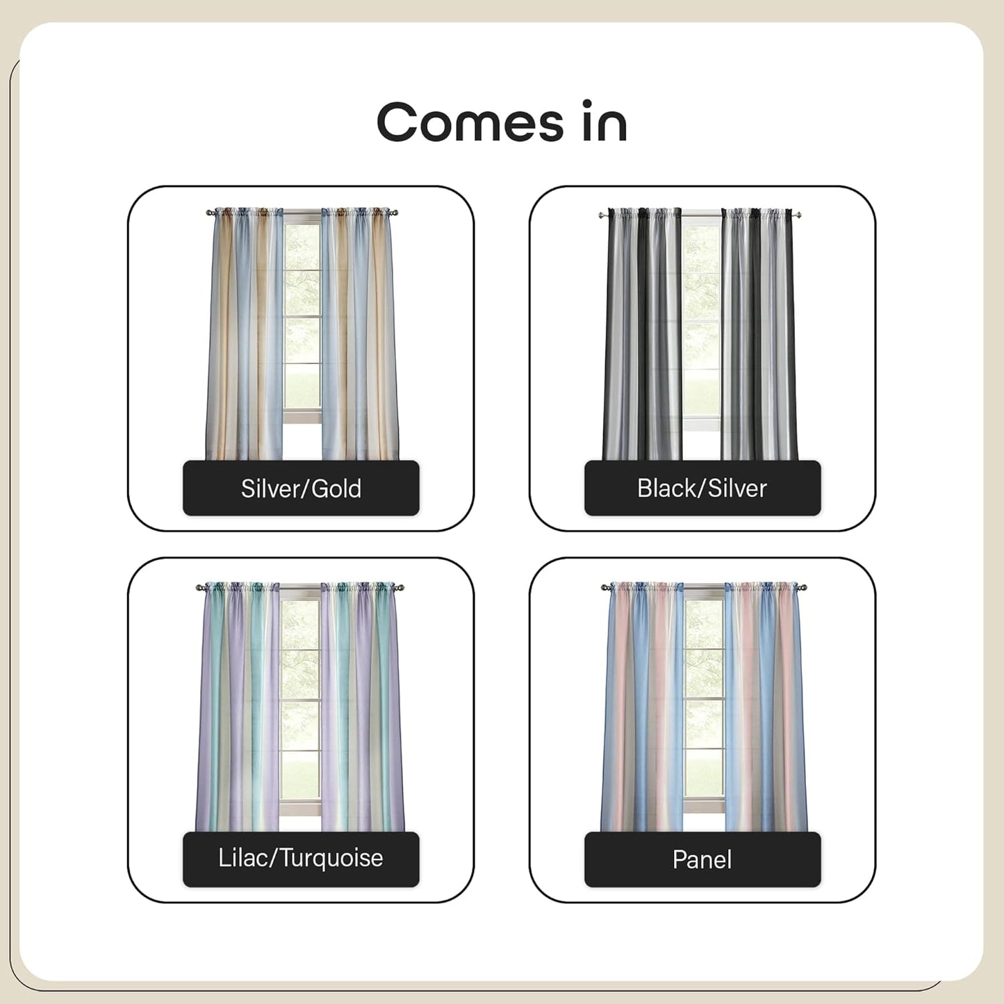 ACHIM Spectrum Rod Pocket Panel Window Curtain - 50 Inch Width, 63 Inch Length, Lilac/Turquoise, Semi-Sheer Polyester